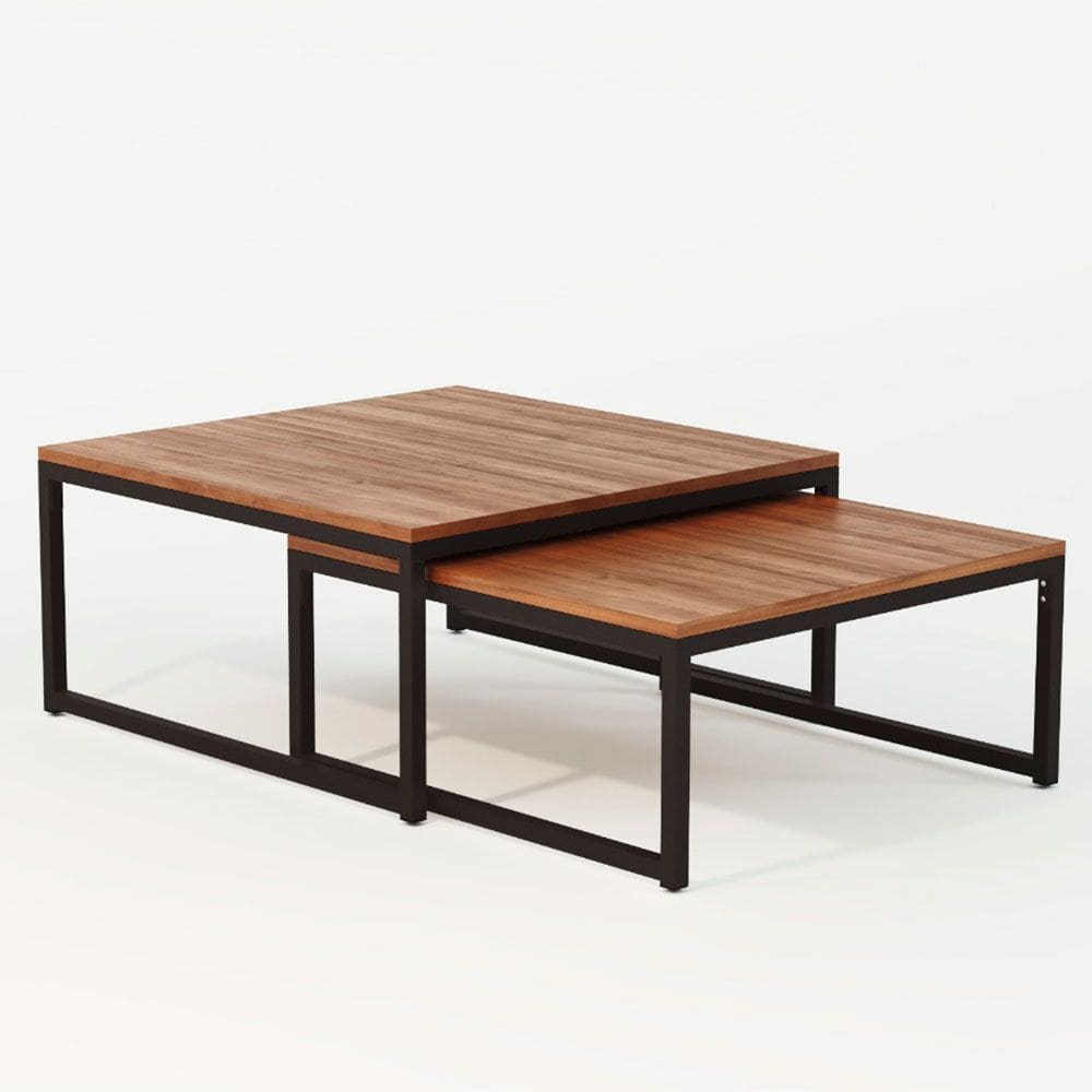 Duo Mesa De Centro Catarina Preto E Tampo Amêndoa New Green