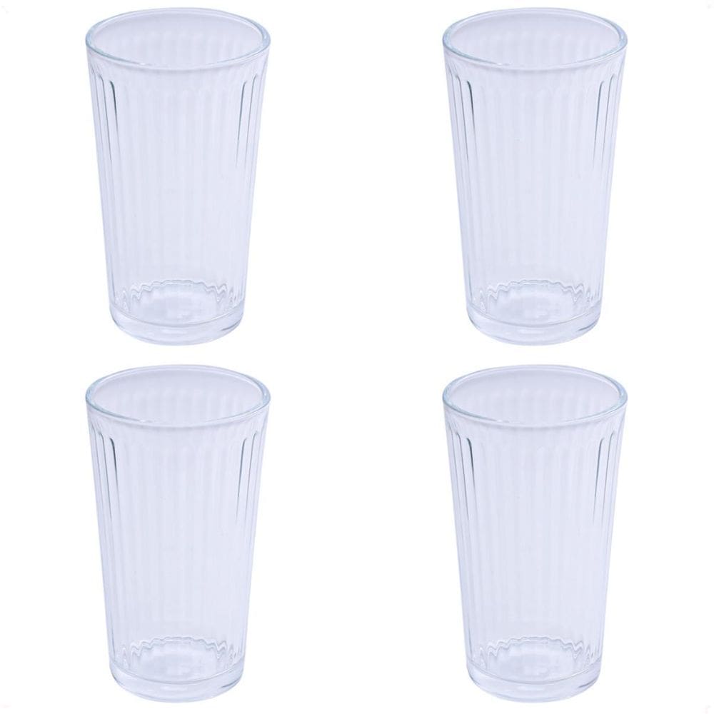 Kit 4 Copos De Vidro Para Água, Suco Refrigerante Sleek320Ml