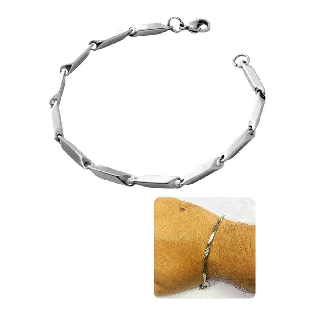 Pulseira Masculina Feminina Fina Elos Tijolinho 3Mm Cruz