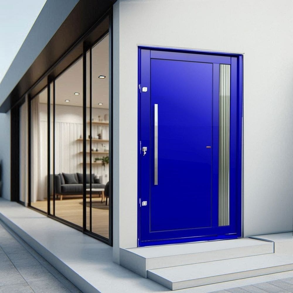Porta Pivotante Lambril Visione com Puxador Lado Direito Elite 240cmx150cm Azul