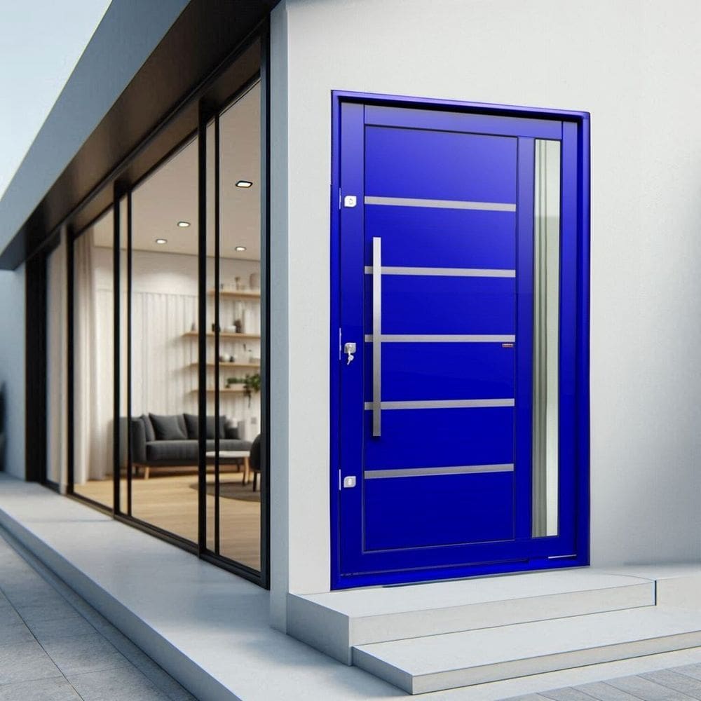 Porta Pivotante Lambril Miraggio com Puxador Lado Esquerdo Elite 240x150 Azul