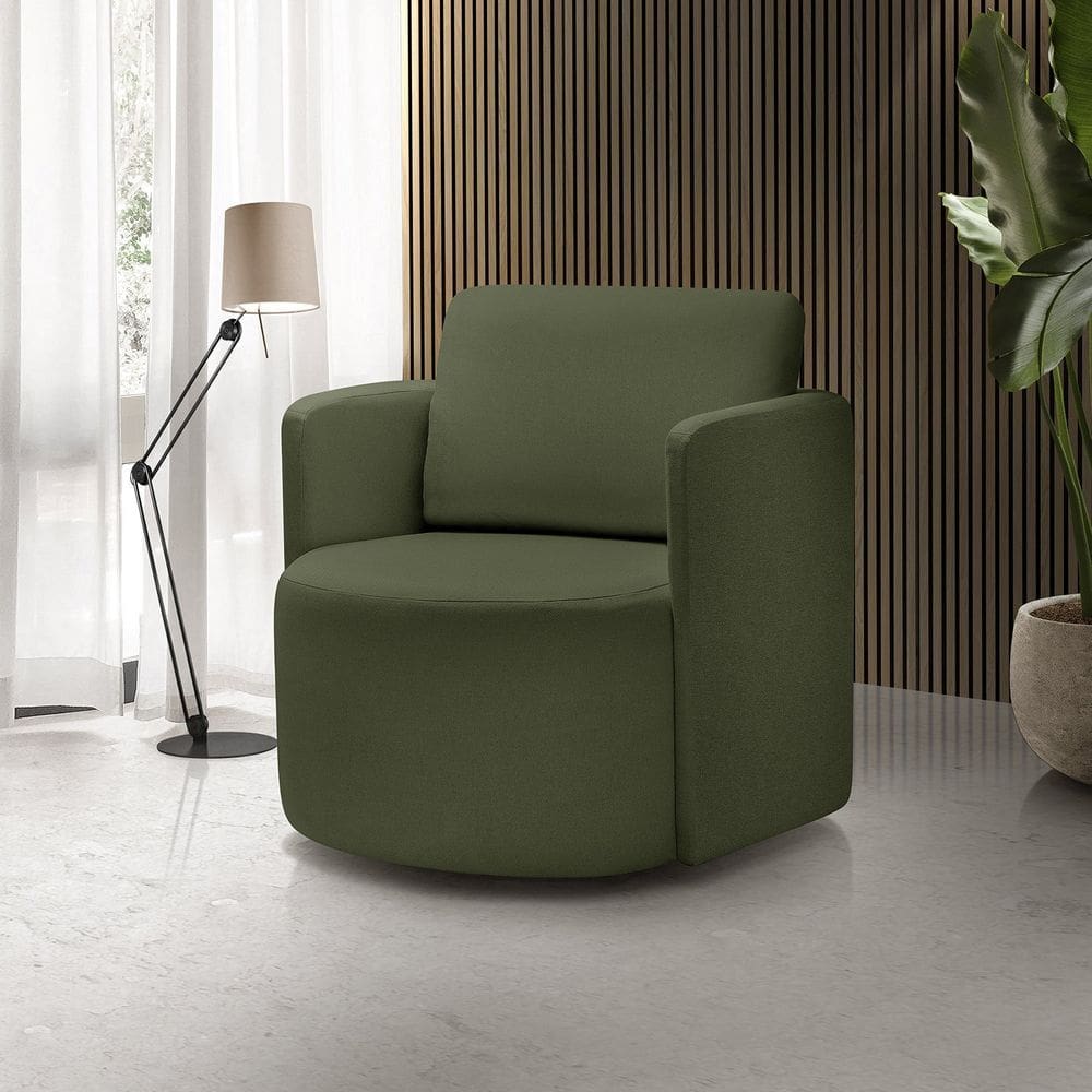Poltrona para Sala de Estar Dakota Decorativa Verde Pés Giratório Verde
