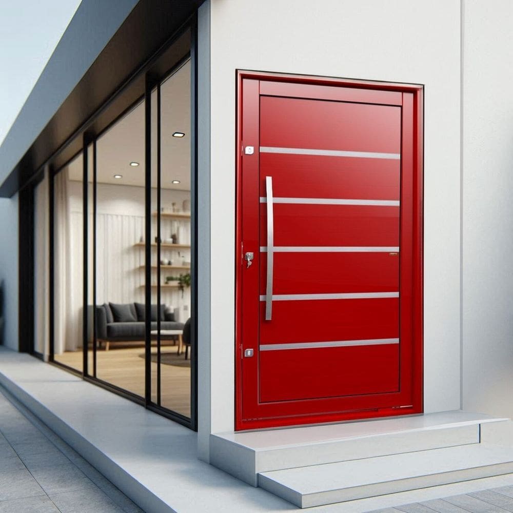 Porta Pivotante Lambril Premium com Puxador Lado Esquerdo Elite 240x150 Vermelho
