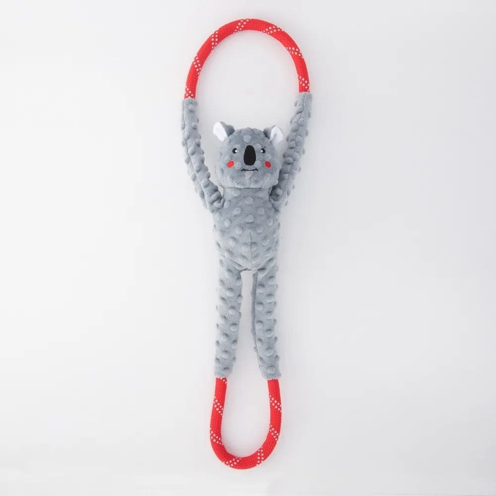 Pelúcia RopeTugz Zippypaws Brinquedo Cabo de Guerra Koala com Apito Para Cães