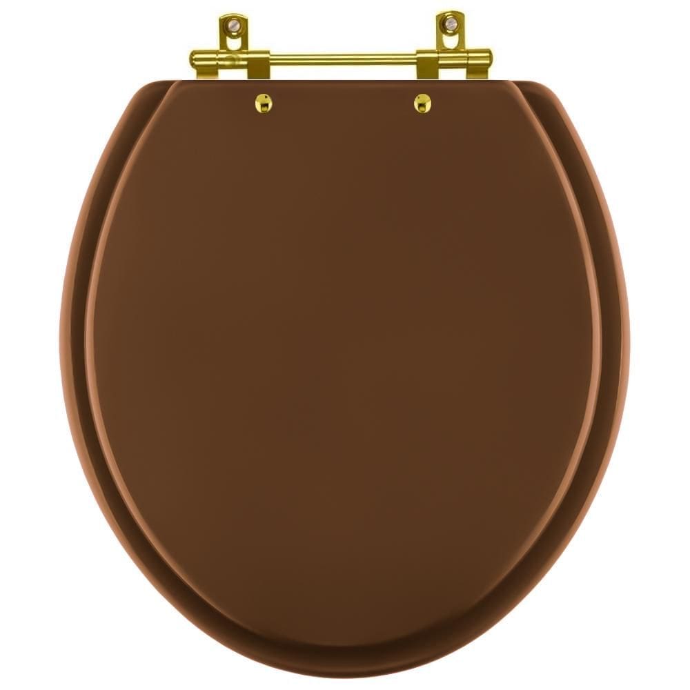 Assento Sanitário Convencional Oval Universal Ocre com Ferragem Dourada