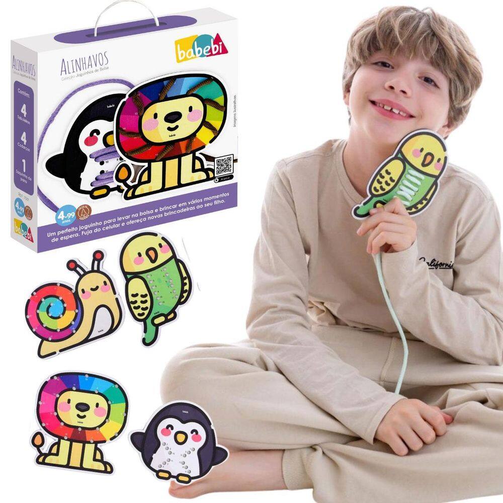 Mini Alinhavo Joguinho De Bolsa Infantil Montessori Madeira