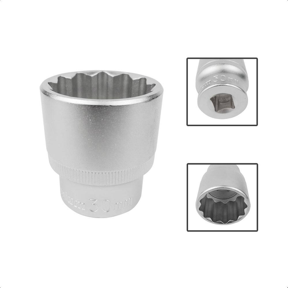 Soquete Estriado Encaixe 1/2 Pols CRV 30mm Aço Cromo Vanádio