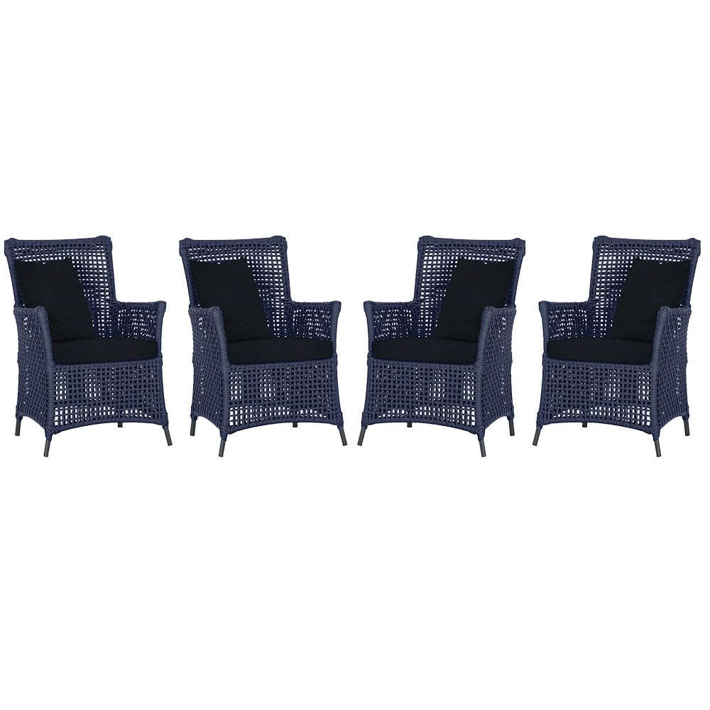 4 Poltronas Igapó Alumínio Micro Pintura Preta Corda Náutica Estofado 12