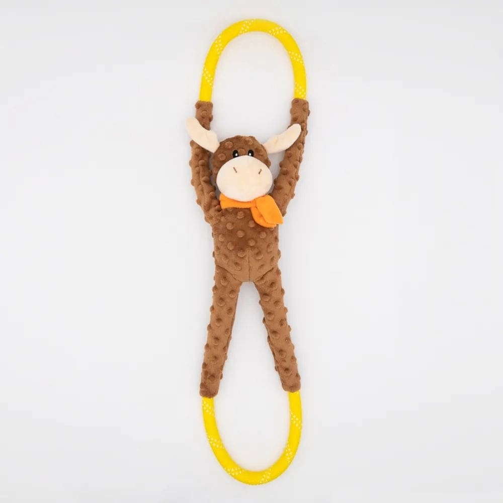 Pelúcia RopeTugz Zippypaws Brinquedo Cabo de Guerra Alce com Apito Para Cães