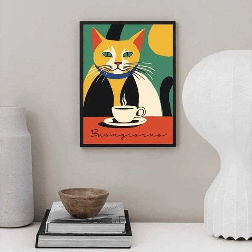 Quadro Gato Colorido - Buongiorno 24X18Cm