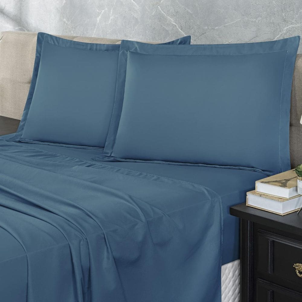 Jogo Lençol 300 Fios Casal 4 Peças Marinho