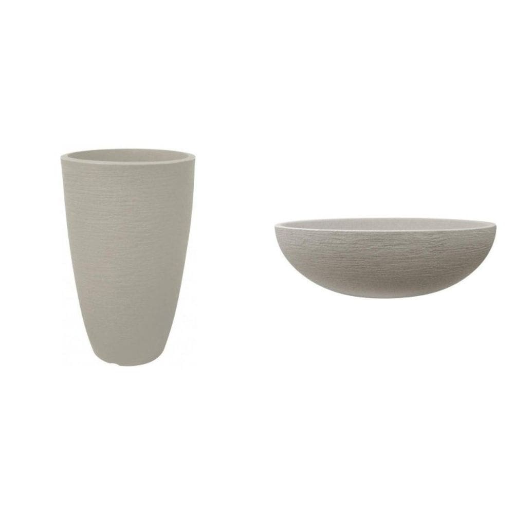 Conjunto Vasos Cônico 38 Moderno e Vaso Bacia Europeia 55 Japi Cinza