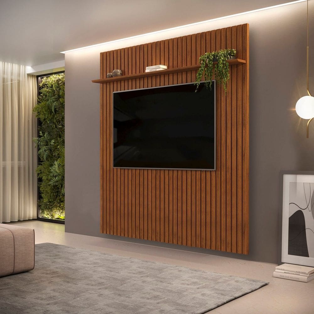 Painel Ripado Trento 223 X 240cm em Mdf Freijó