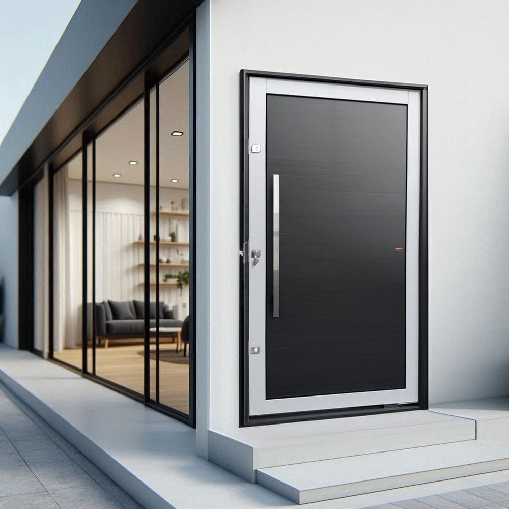 Porta Pivotante Lambril com Puxador Lado Direito Elite 216x100 Mix Preto
