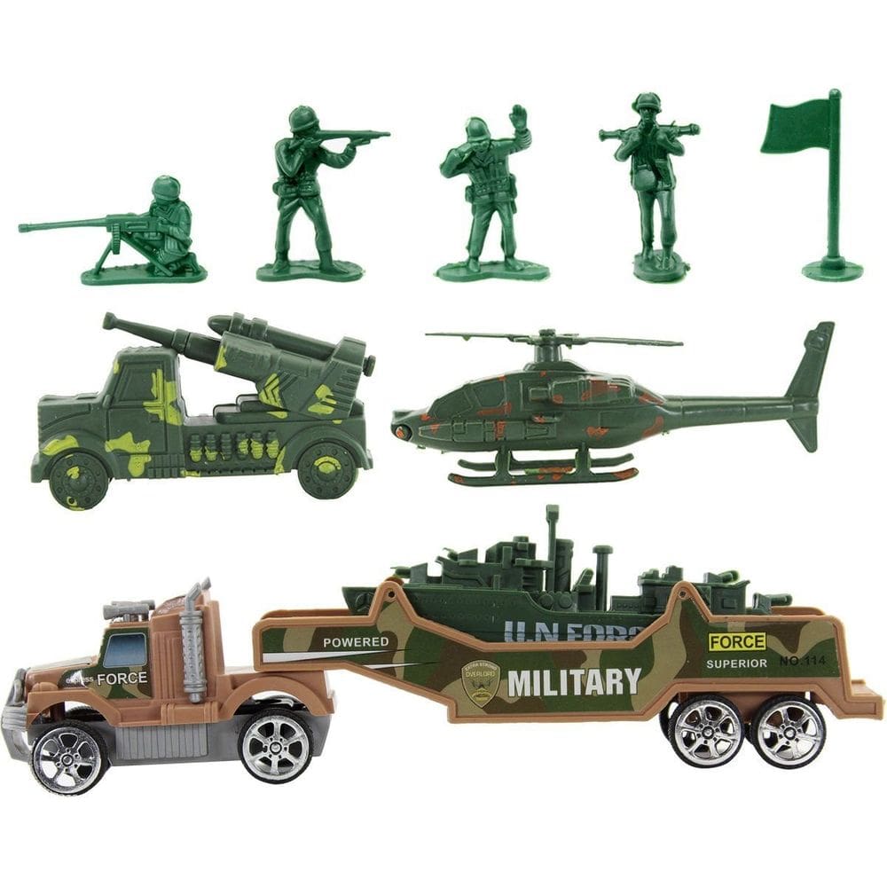 Conjunto Veículos Militares Marrom Miniatura 9 peças