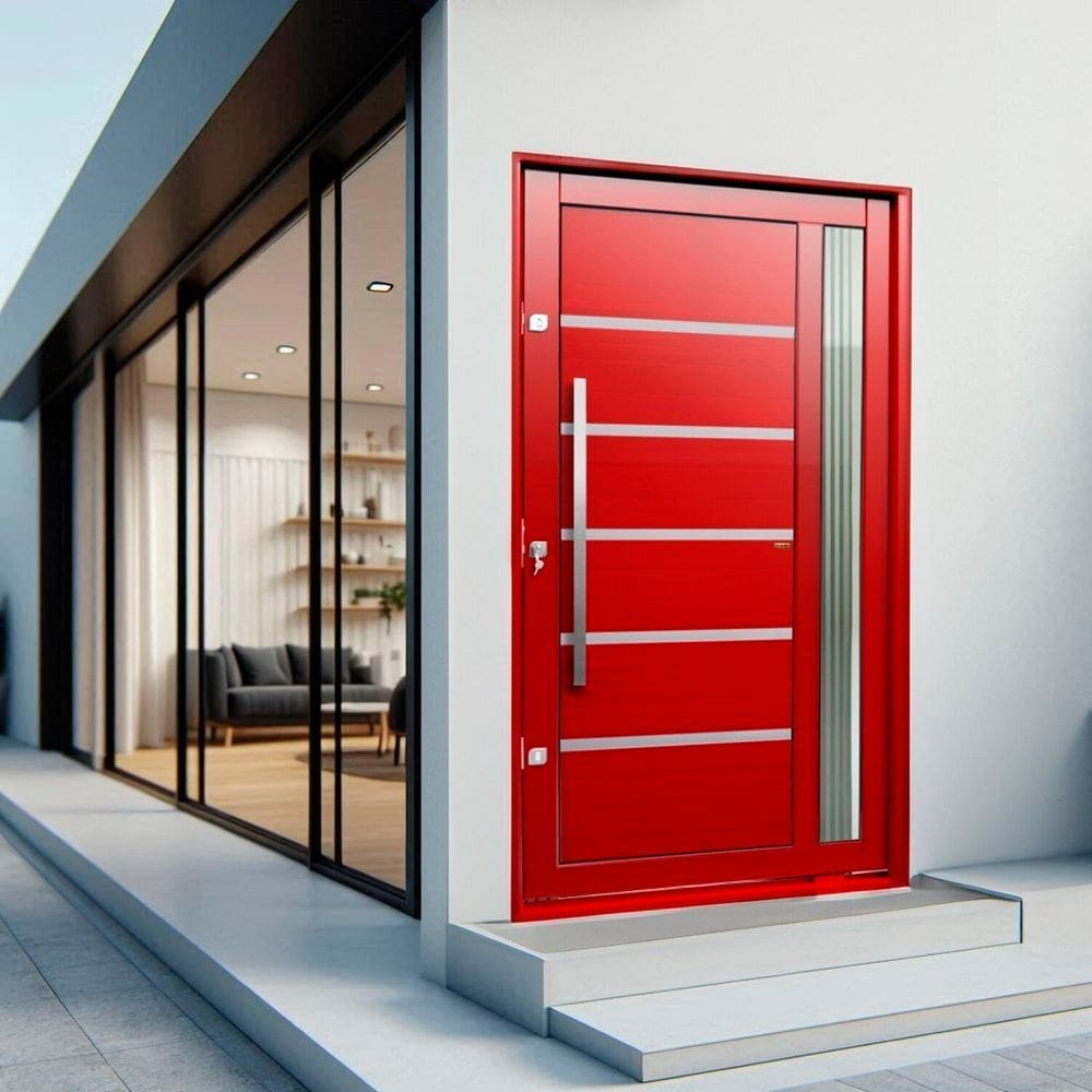 Porta Pivotante Lambril Miraggio com Puxador Lado Esquerdo Elite 216x100 Vermelho