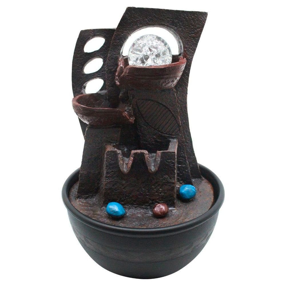 Fonte De Água Decorativa Cascata 2 Quedas Luz De Led Bivolt