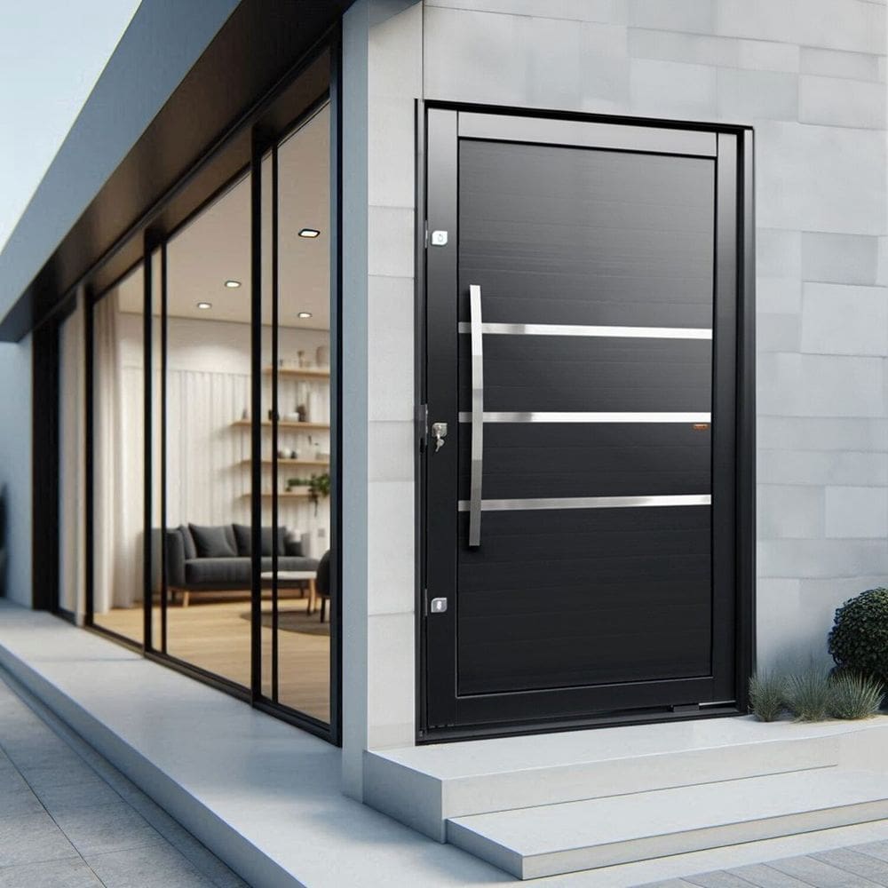 Porta Pivotante Lambril Evolution com Puxador Lado Direito Elite 240cmx150cm Preto