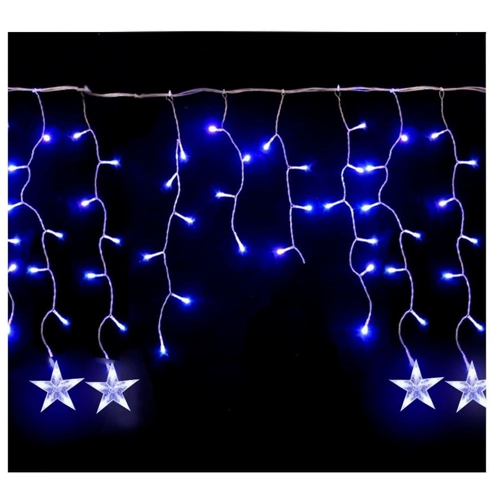 Pisca Cascata Cordão De Luz Estrela Led Azul 6 Metros 220v