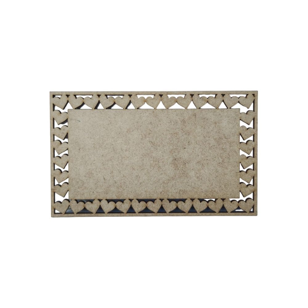 Placa Mdf Cru Artesanato Design Quadrado Coração Liso 35Cm
