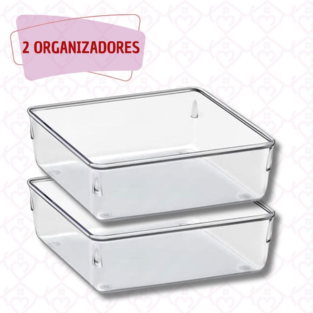 Kit 2 Organizadores Modular Quadrado Porta Objetos Geladeira