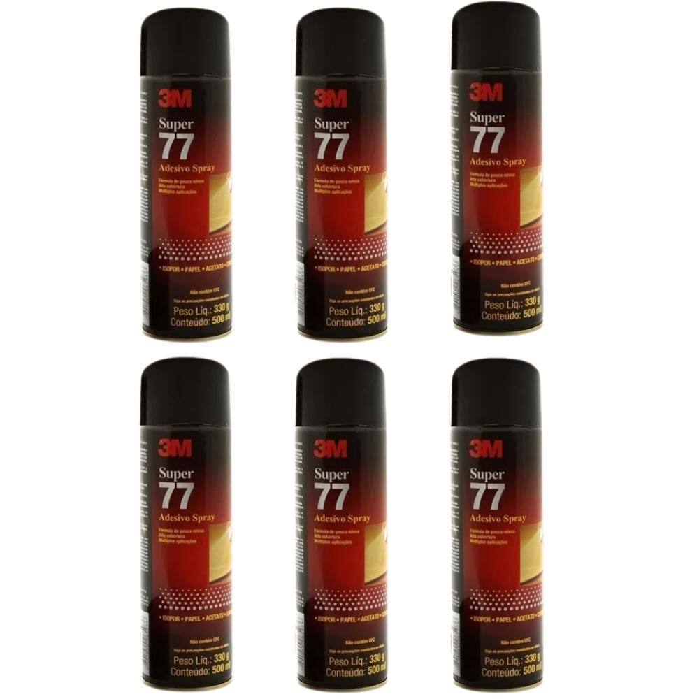 Kit 6 Adesivo Spray 77 330G 3M Cola Isopor Acetato Cortiça
