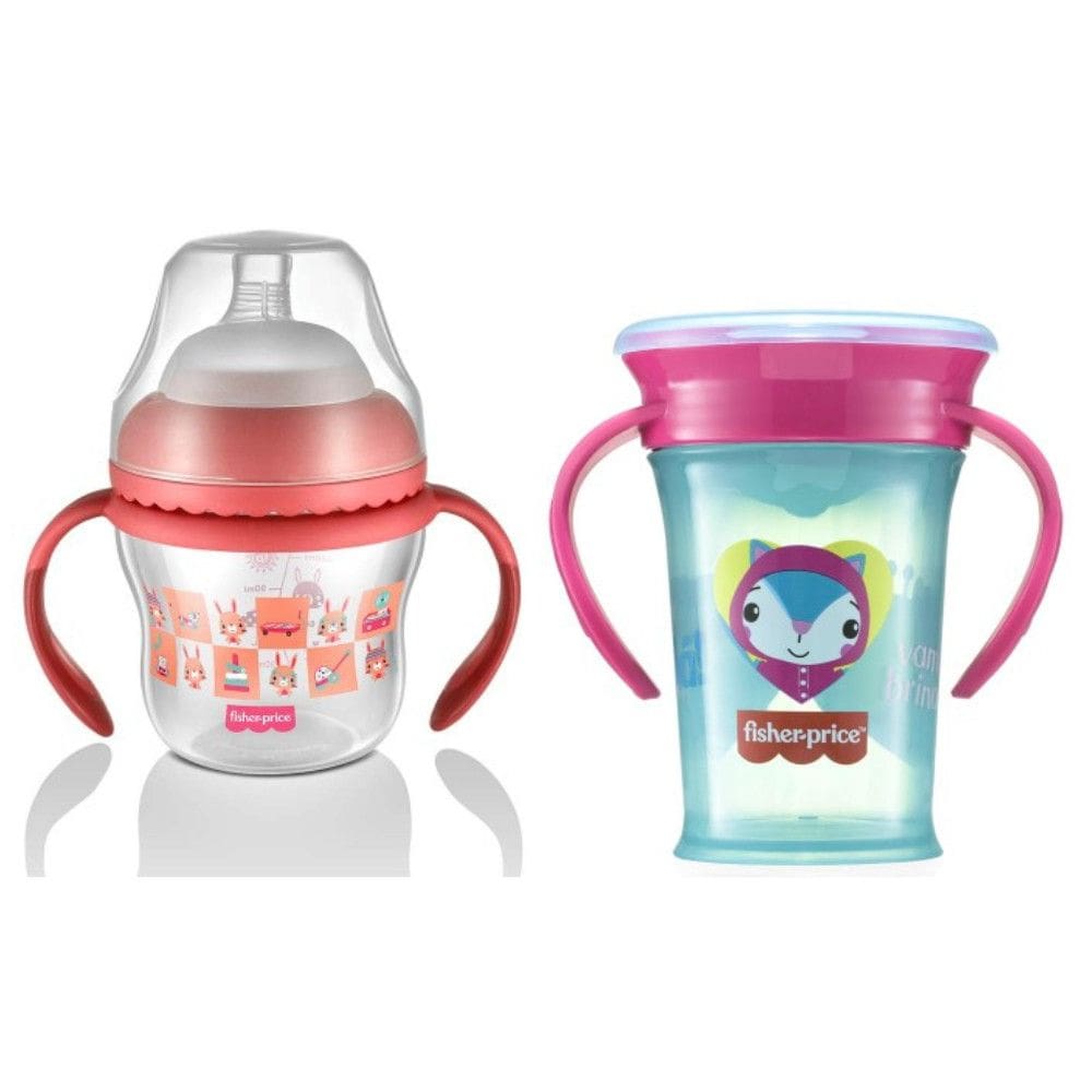 Kit Copo de Transição 150ml rosa + Copo de Treinamento 210ml First Moments Fisher Price - BB1056K