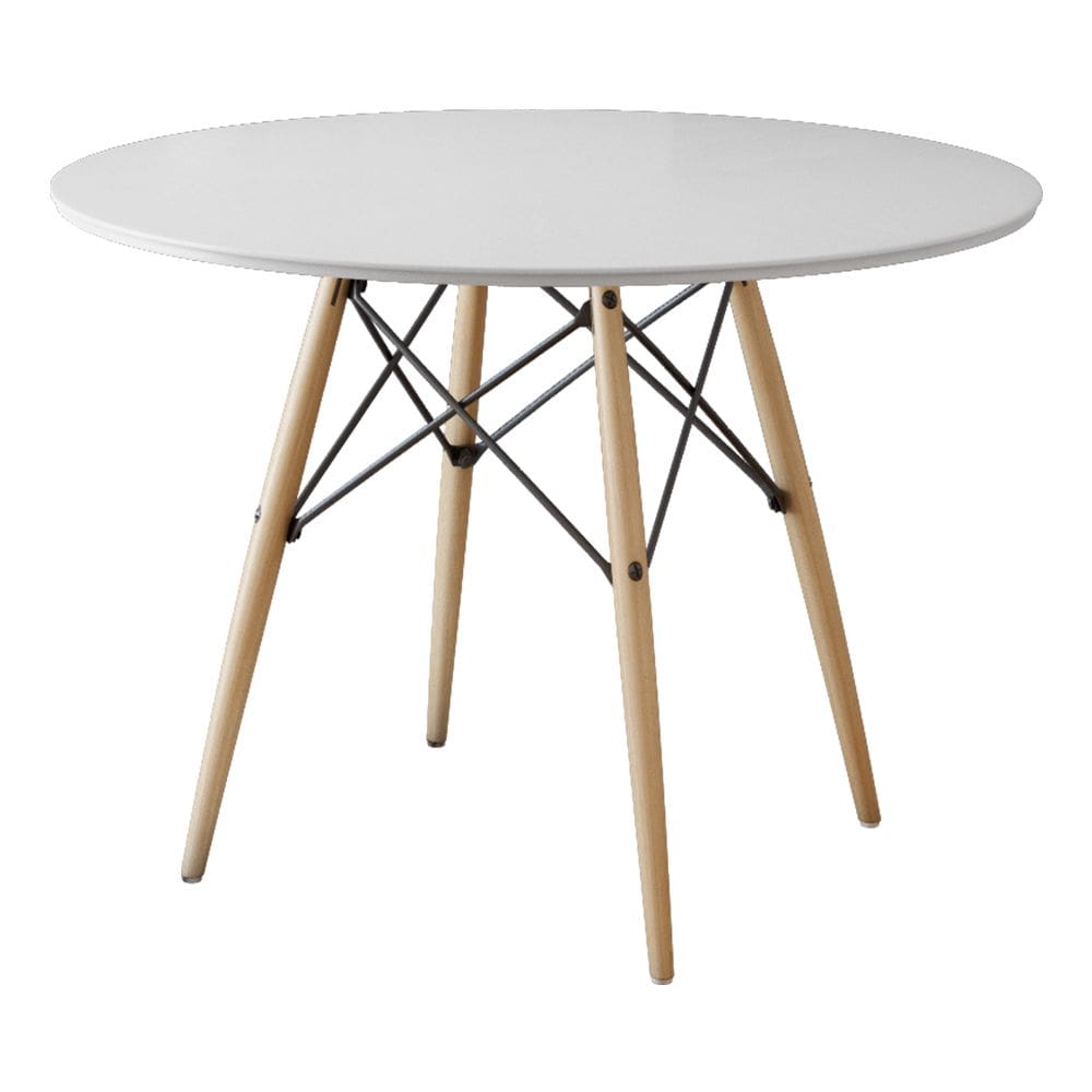 Mesa Eames Eiffel Redondo Tampo de Madeira 90cm Branco