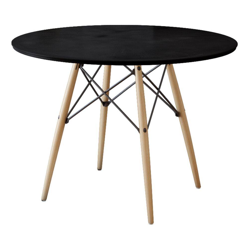 Mesa Eiffel Dkr Wood Tampo De Madeira 90 Cm Preto