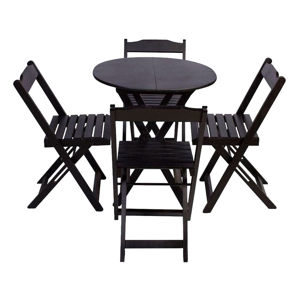 Jogo de Mesa Dobravel com 4 Cadeiras Tampo Redondo 70x70 Tabaco