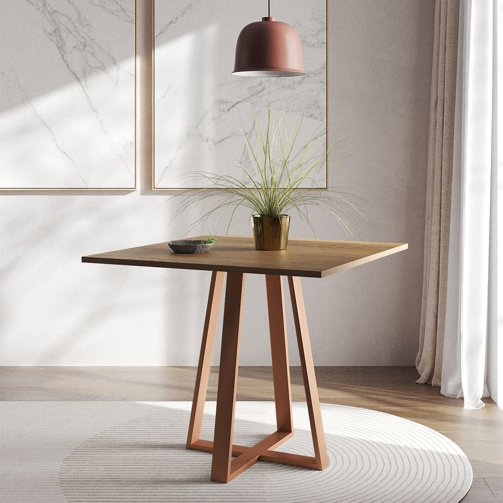 Mesa de Jantar Mônaco 90cm Imbuia Base Cobre