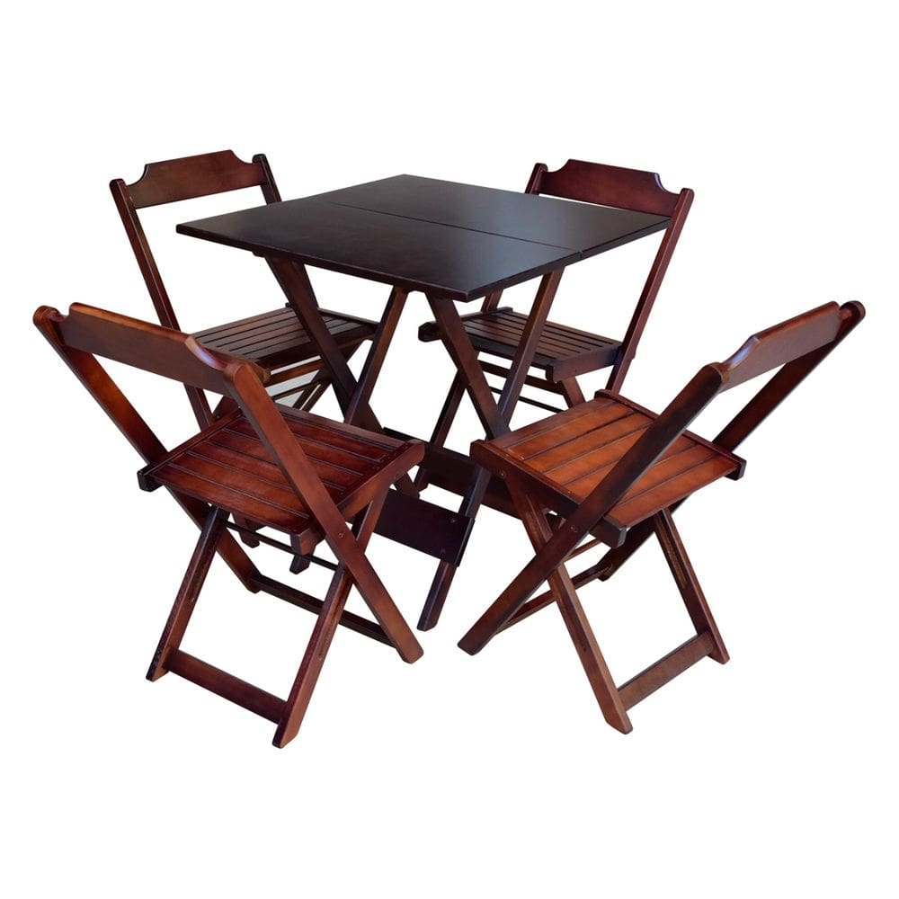 Jogo de Mesa de Madeira 70x70 C/ 04 Cadeiras Imbuia