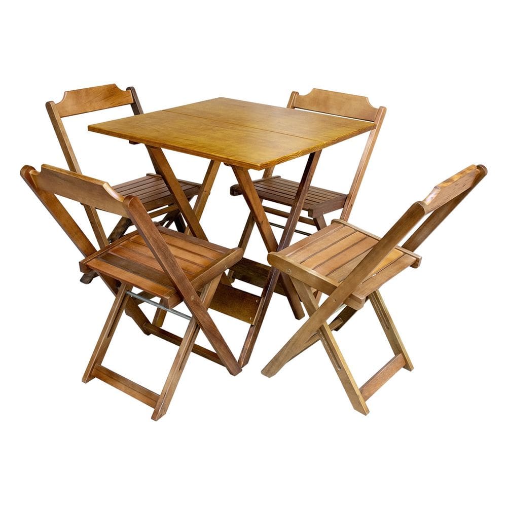 Jogo de Mesa de Madeira 70x70 C/ 04 Cadeiras Caramelo