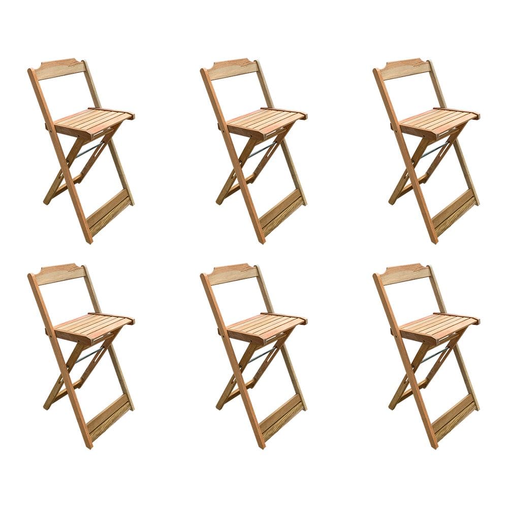 Kit 6 Banquetas Bistrô Dobravél para Bar - sem Pintura / Crua
