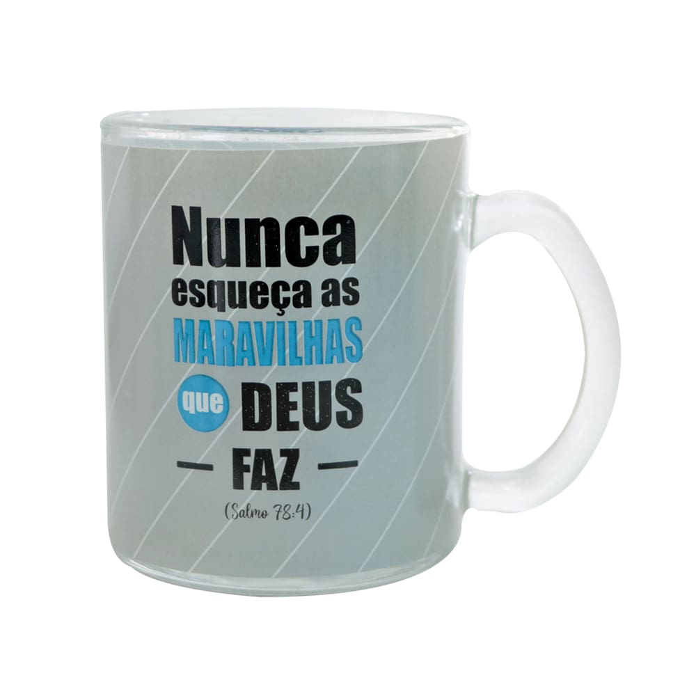 Caneca De Vidro Transparente Com Frases Deus 380Ml