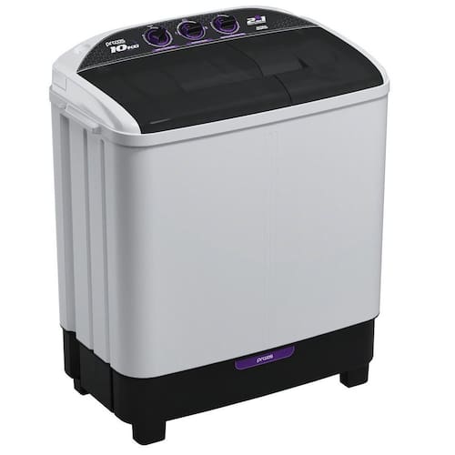 imagem-Lavadora 2 em 1 - 10 Kg - Lava 6 Kg e Centrifuga 4 Kg - Praxis Eletrodomésticos - 220v Branco e Preto