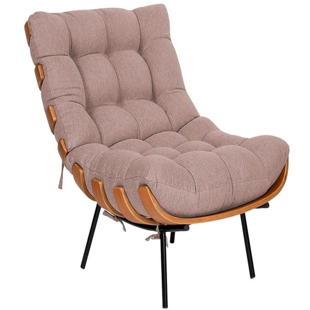 Poltrona Decorativa Costela Veludo Rosê - Montanaris Decor