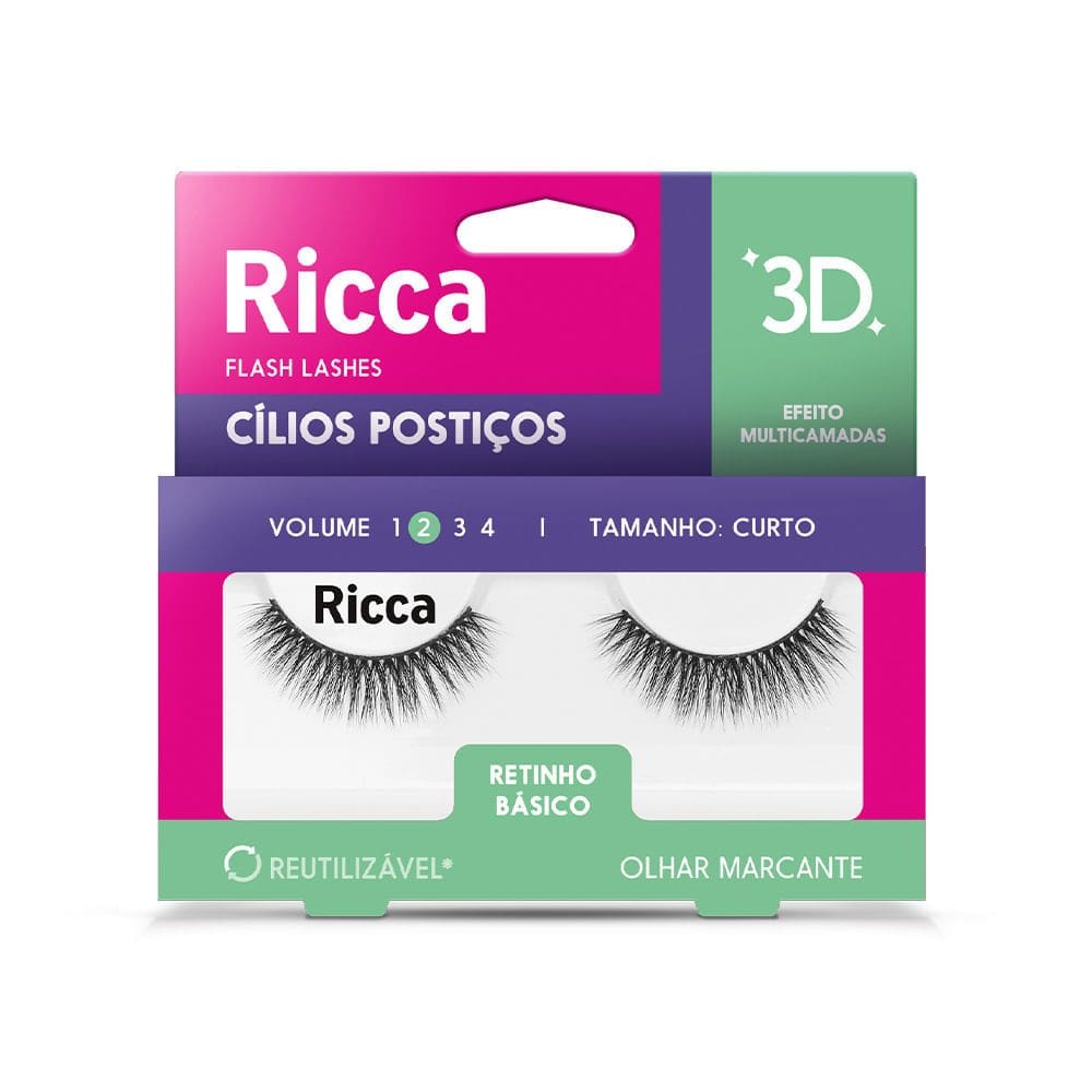 Cílios 3D Retinho e Básico Ricca