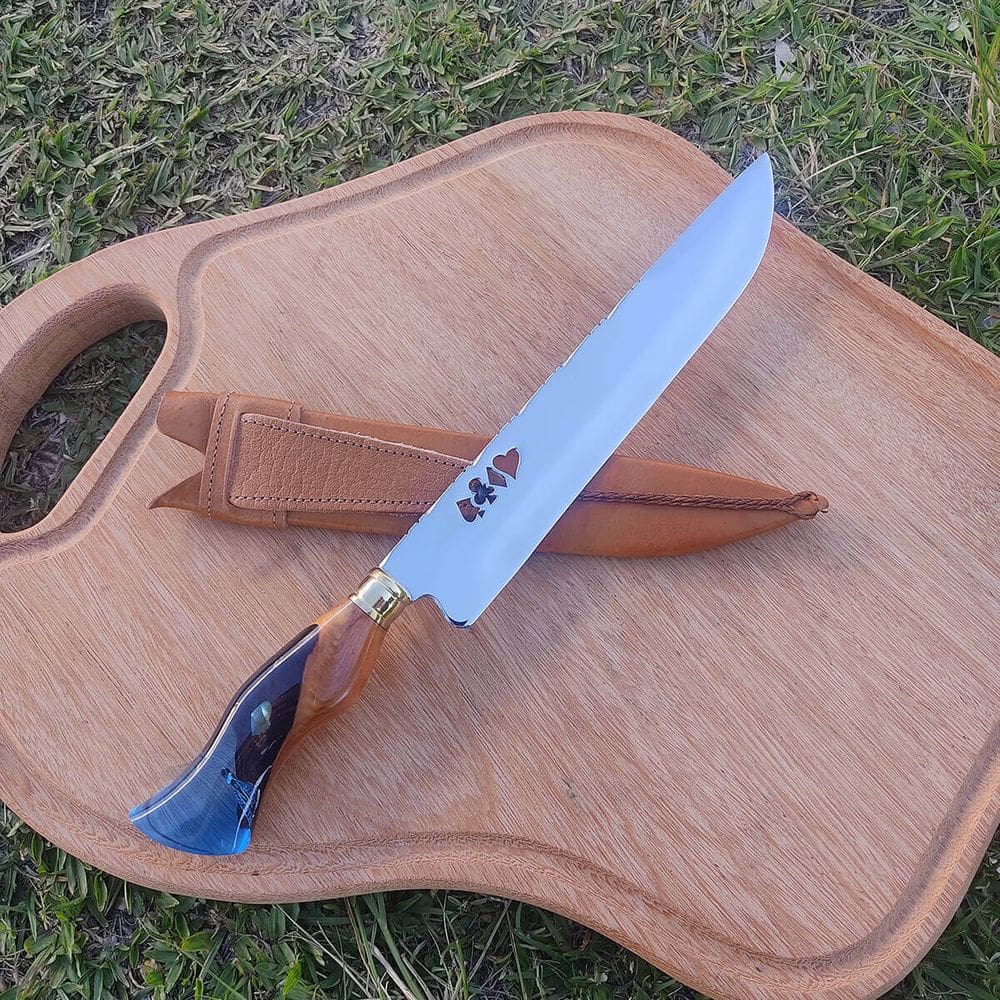 Faca Artesanal Churrasco Santinha 10` Cabo Híbrido Nossa Sen
