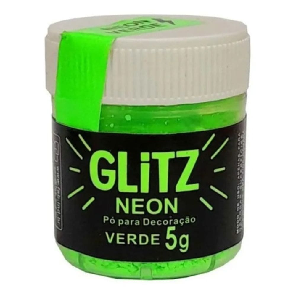 Corante Pó Glitz Neon Verde Brilha Na Luz Negra