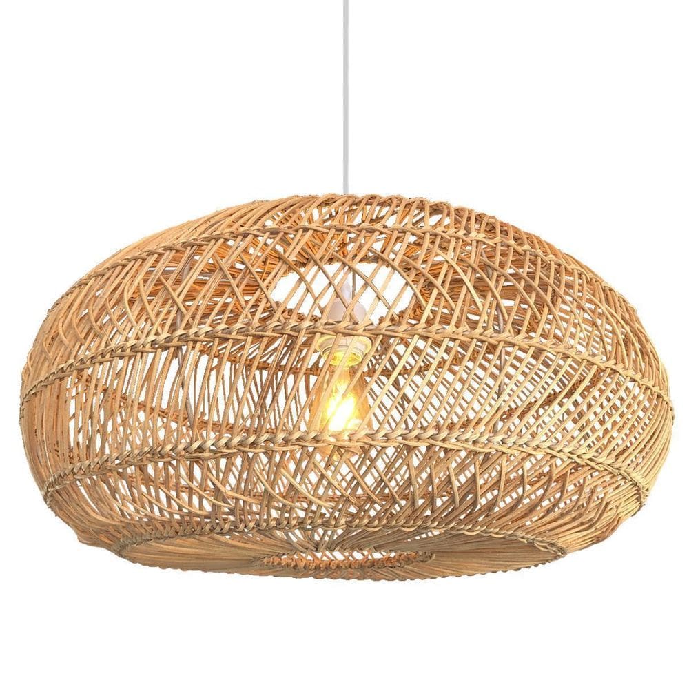 Pendente Em Fibra Natural Palha Artesanal Rattan Mesa Nat75