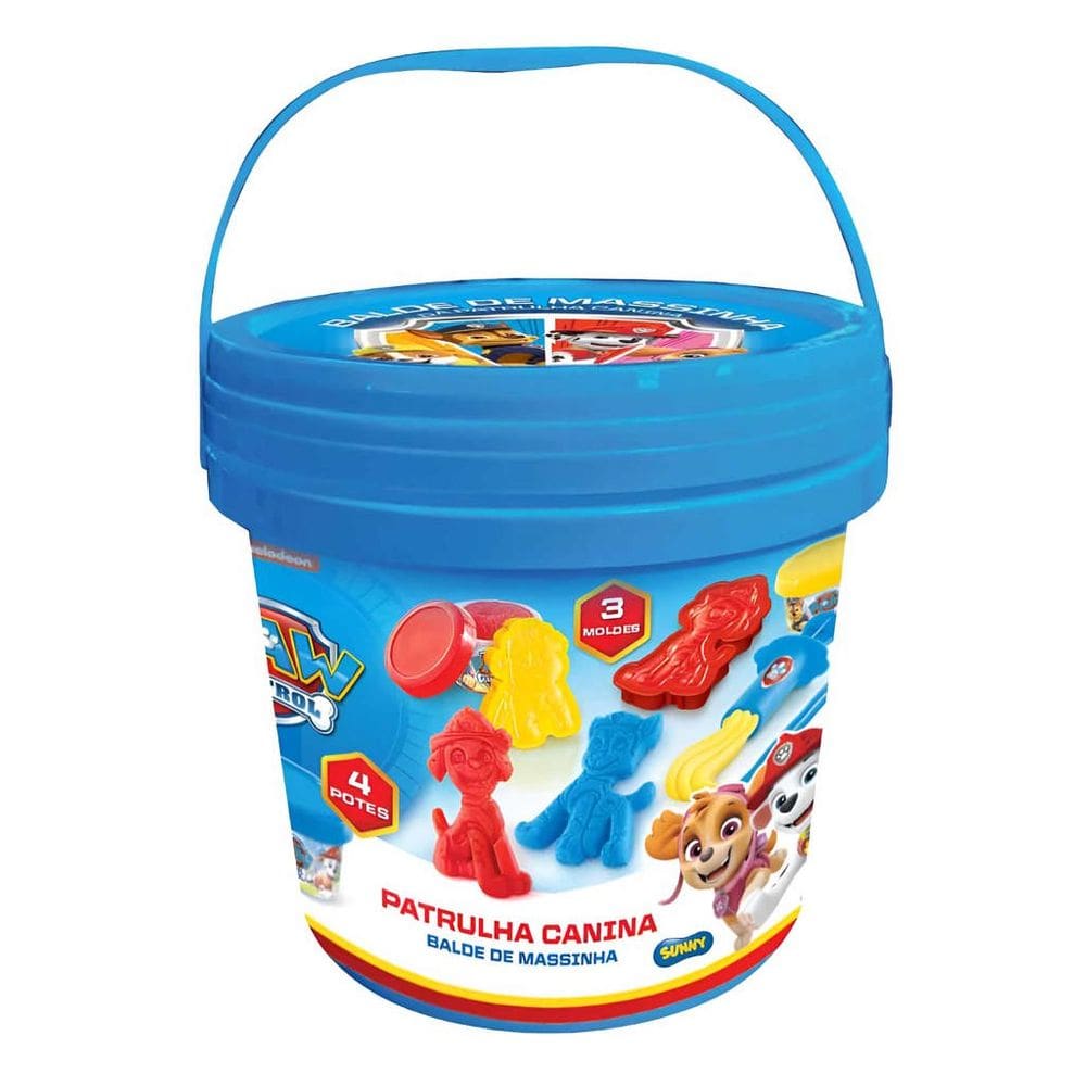 Balde com 4 Potes - Massinha de Modelar - Patrulha Canina - SUNNY