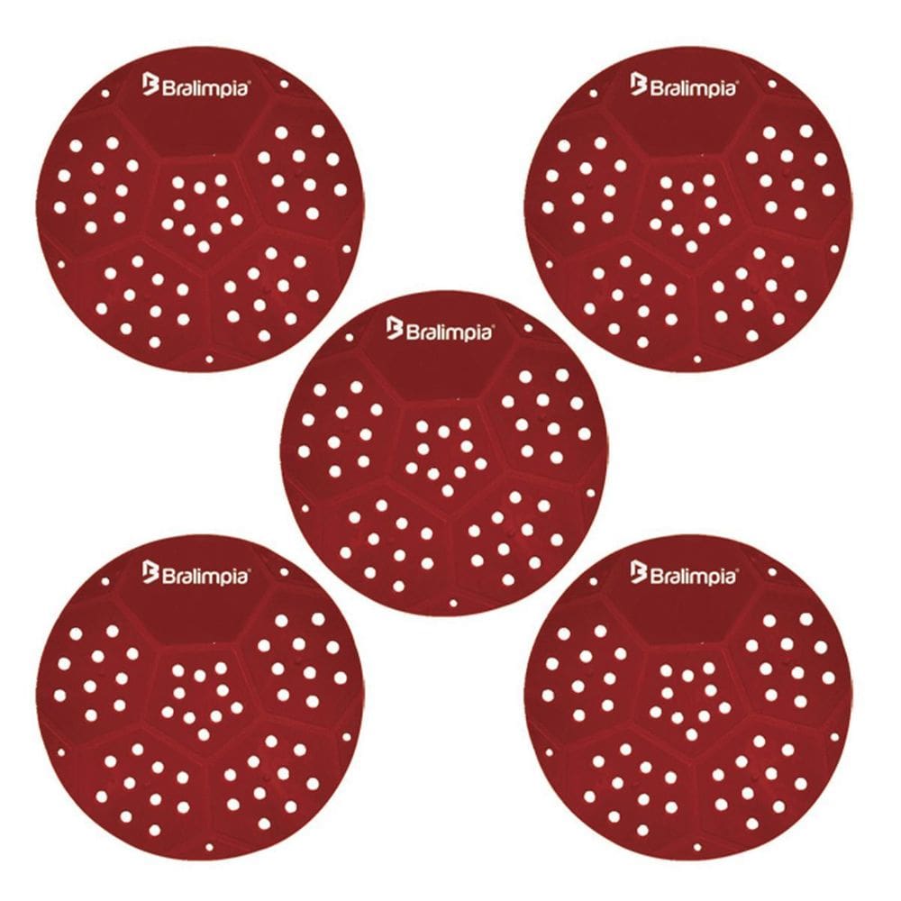 5 Telas Para Banheiro Mictorio Bralimpia Cor Vermelha 15Cm