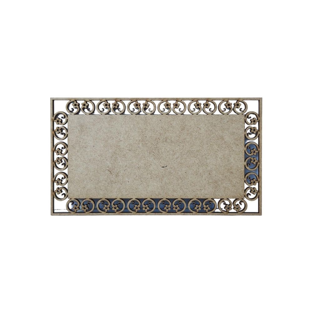 Placa Mdf Cru Artesanato Design Quadrado Florido 30Cm