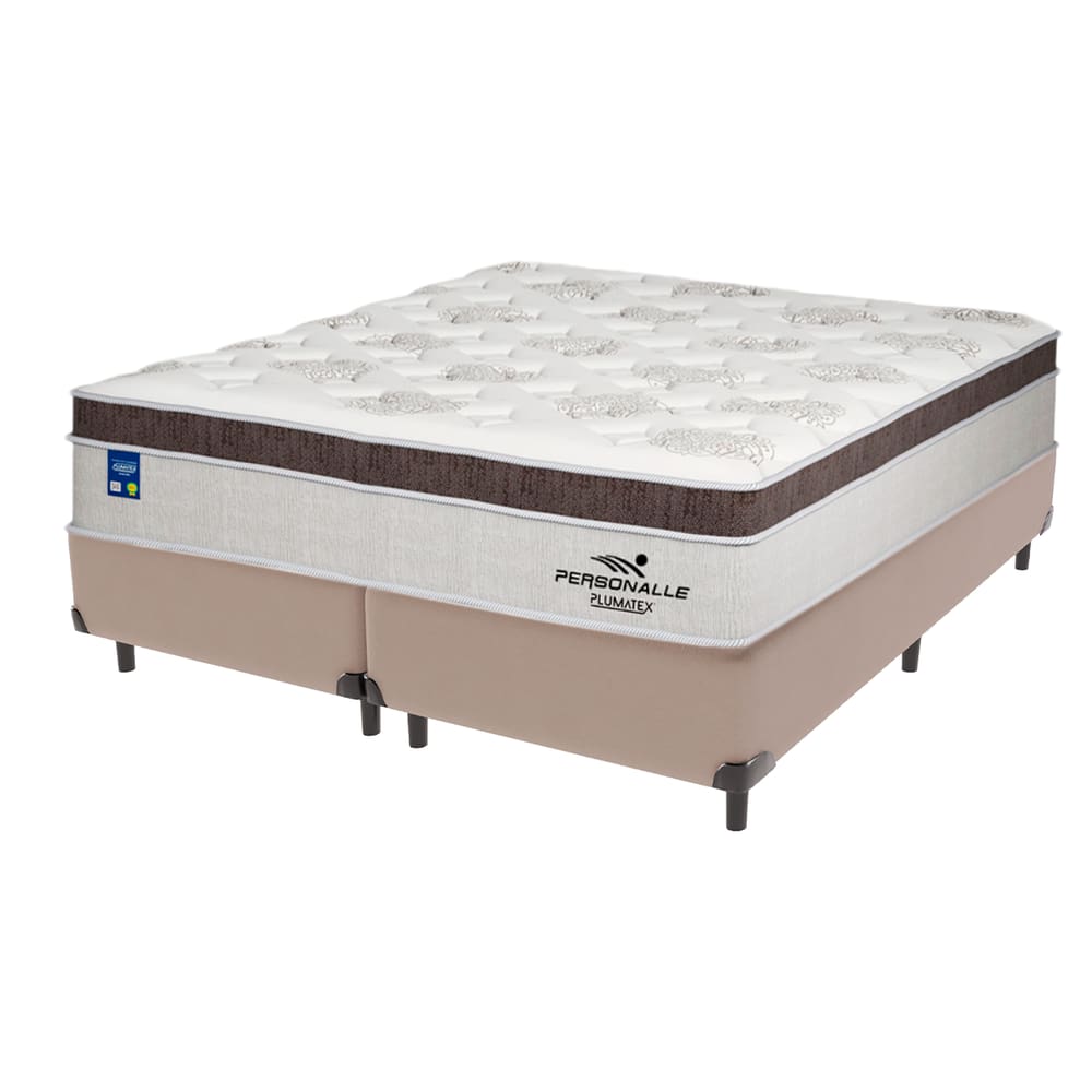 Cama Box Bege Colchão Queen Personalle Molas Plumatex