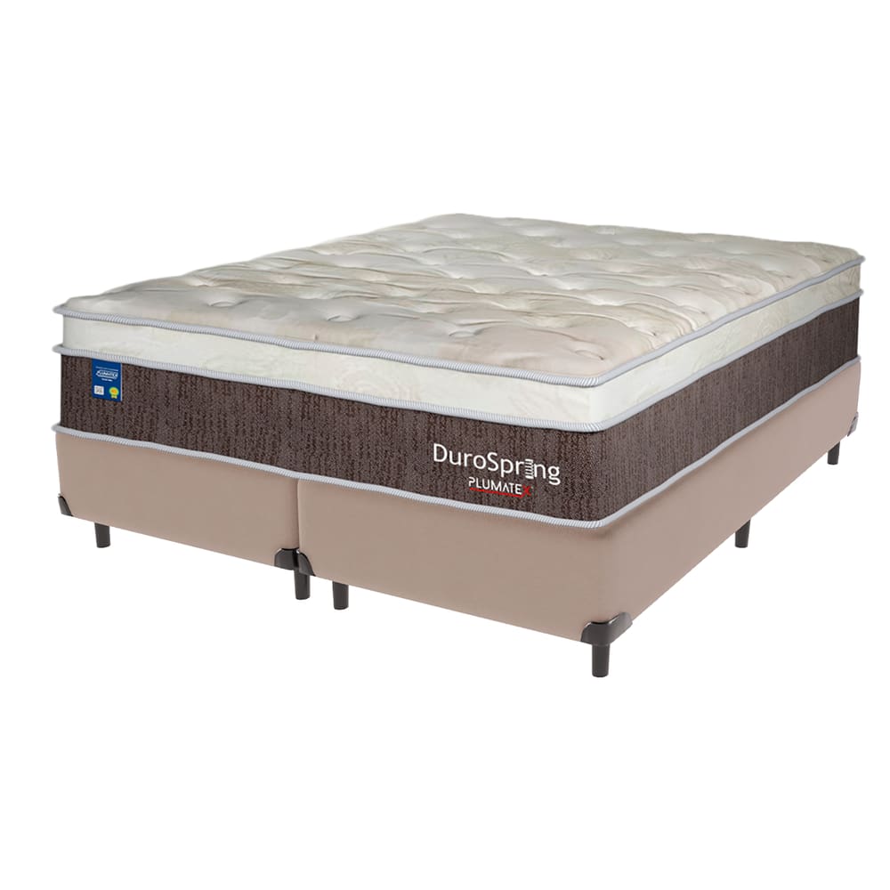 Cama Box Bege Colchão Queen Duro Spring Molas superlastic