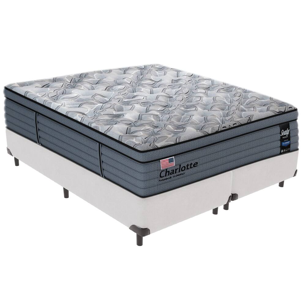Cama Box Branca e Colchão Queen Charlotte Molas Sealy