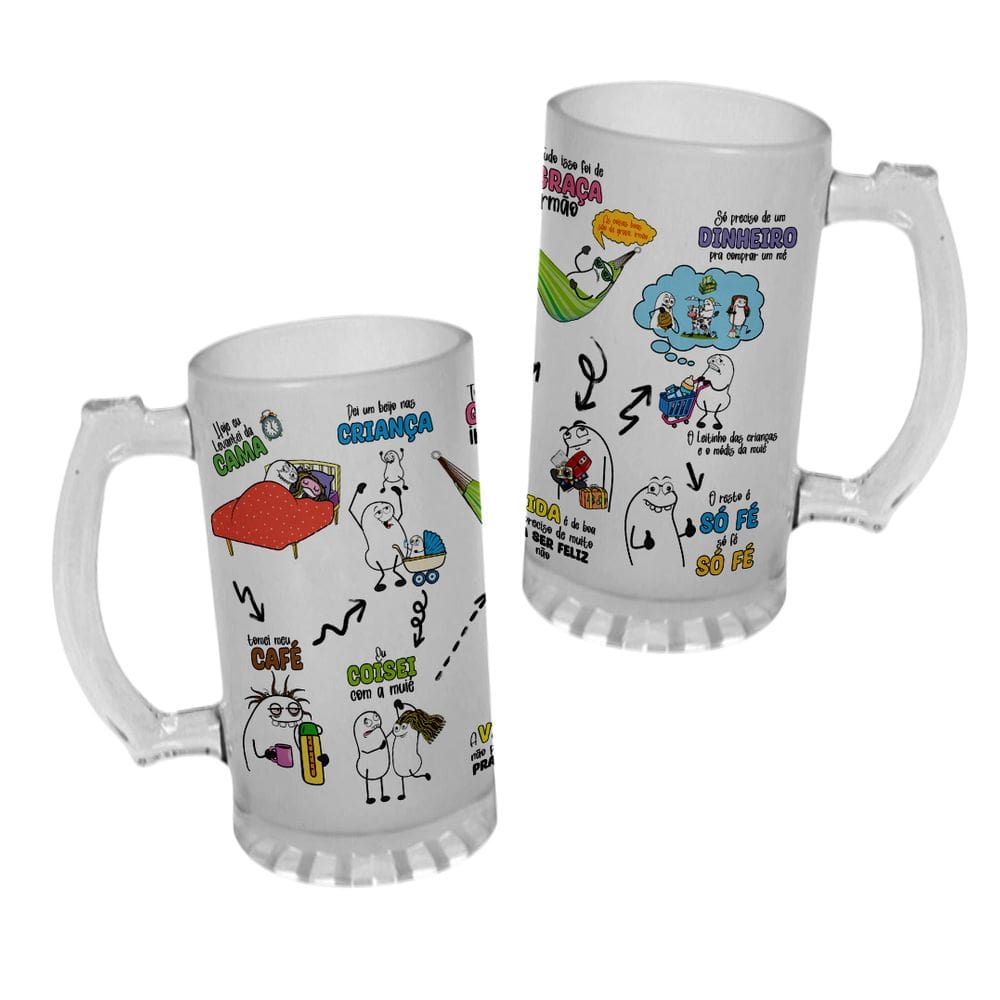 Caneca Chopp Vidro 475ml Grelo Só Fé Hoje eu levantei da