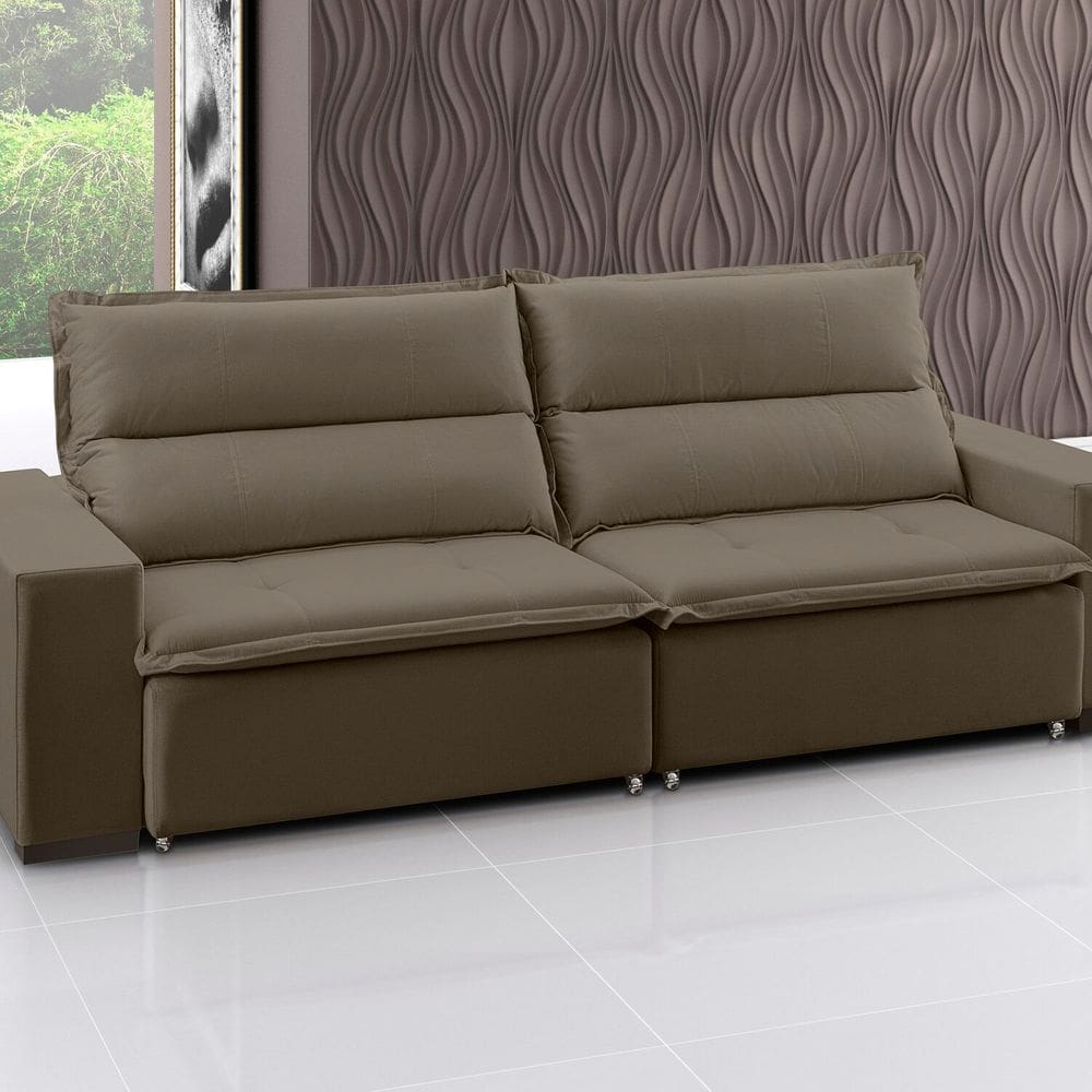 Sofá Supreme - Retrátil / Reclinável 240 Cm Veludo Marrom