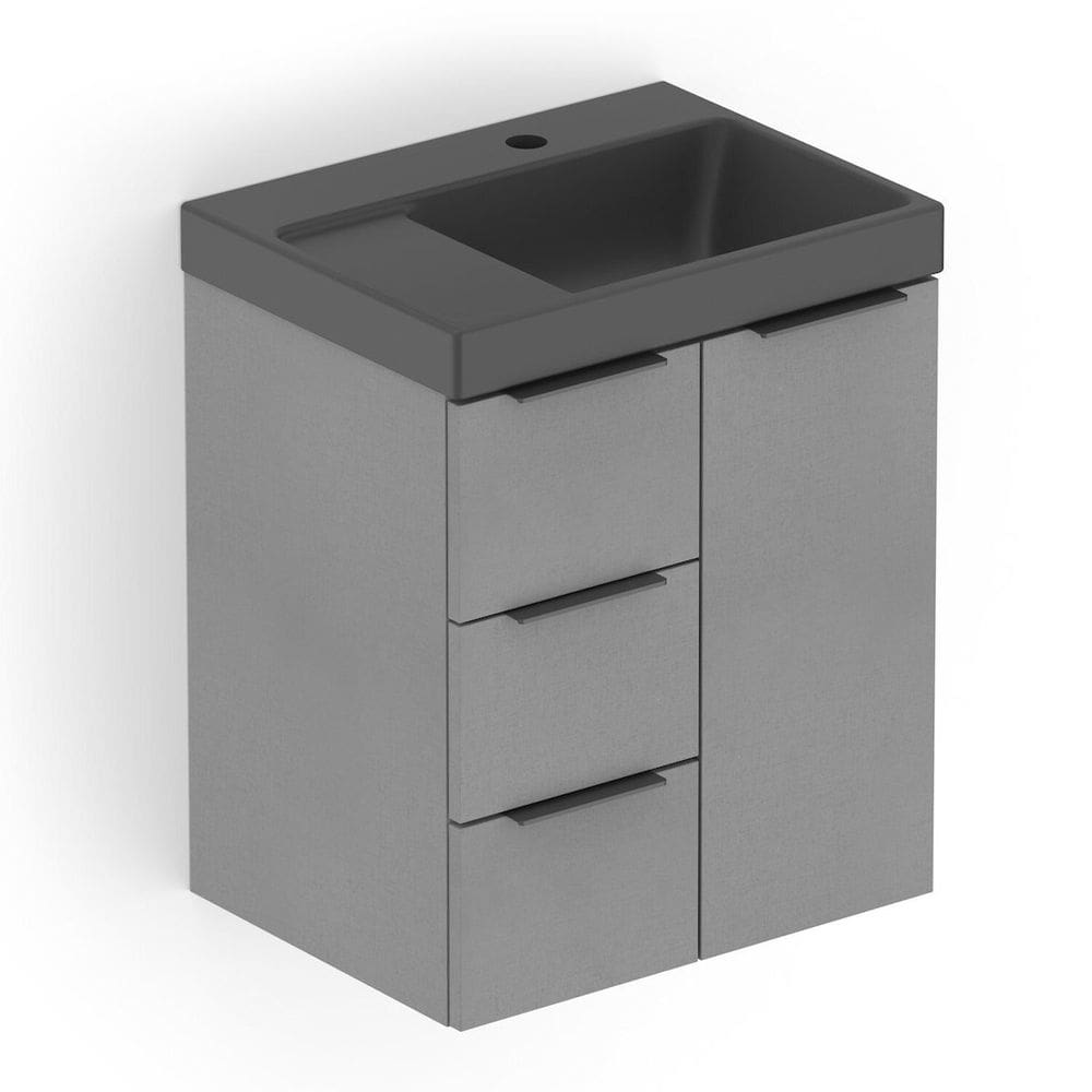 Kit Arenal Gabinete Gaveta e Porta 50x38 Plata com Cuba Prata